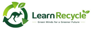 Learn Recycle Australia educational recycling app logo with kangaroo recycling symbol