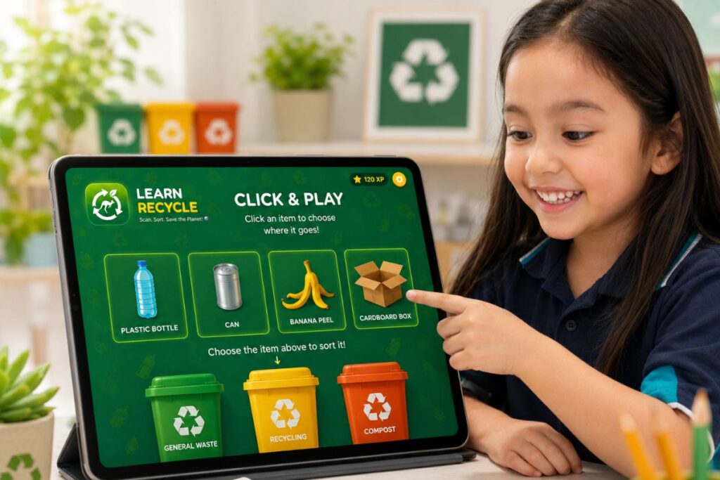 Learn Recycle Click and Play Screen