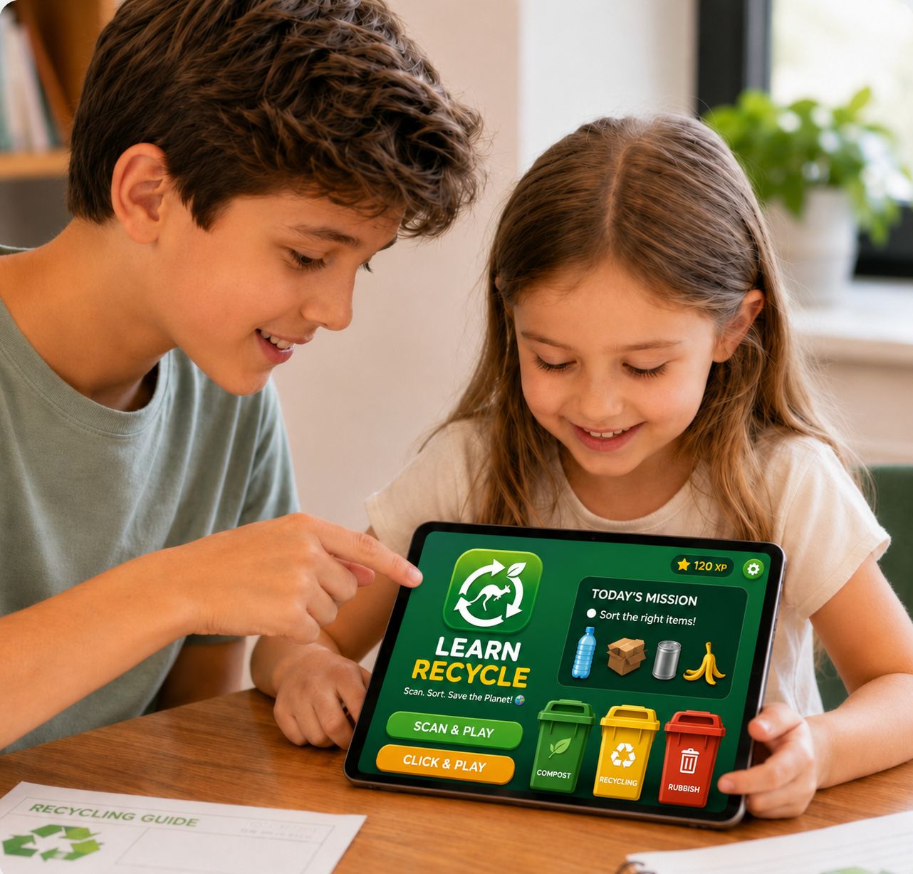 Child using the Learn Recycle app
